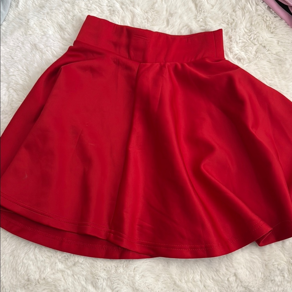 Red High-Low Skater Mini Skirt for Cocktail
